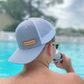 Leather patch trucker hat